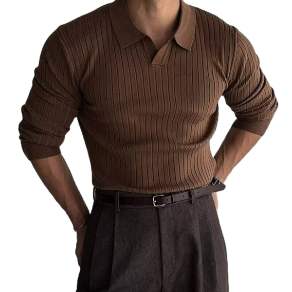 Vintage Long Sleeve V-Neck Polo
